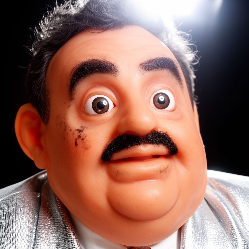 A close-up of Uncle Goop looking smug under a harsh stage light.